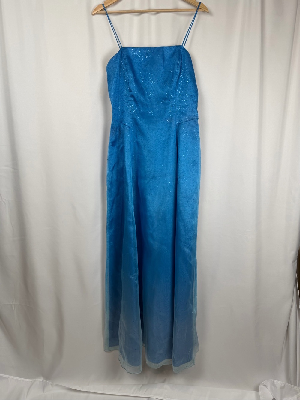 Vintage Y2K Zum Zum by Niki Livas Blue Ombré Sparkle Maxi Prom Dress Size 9/10
